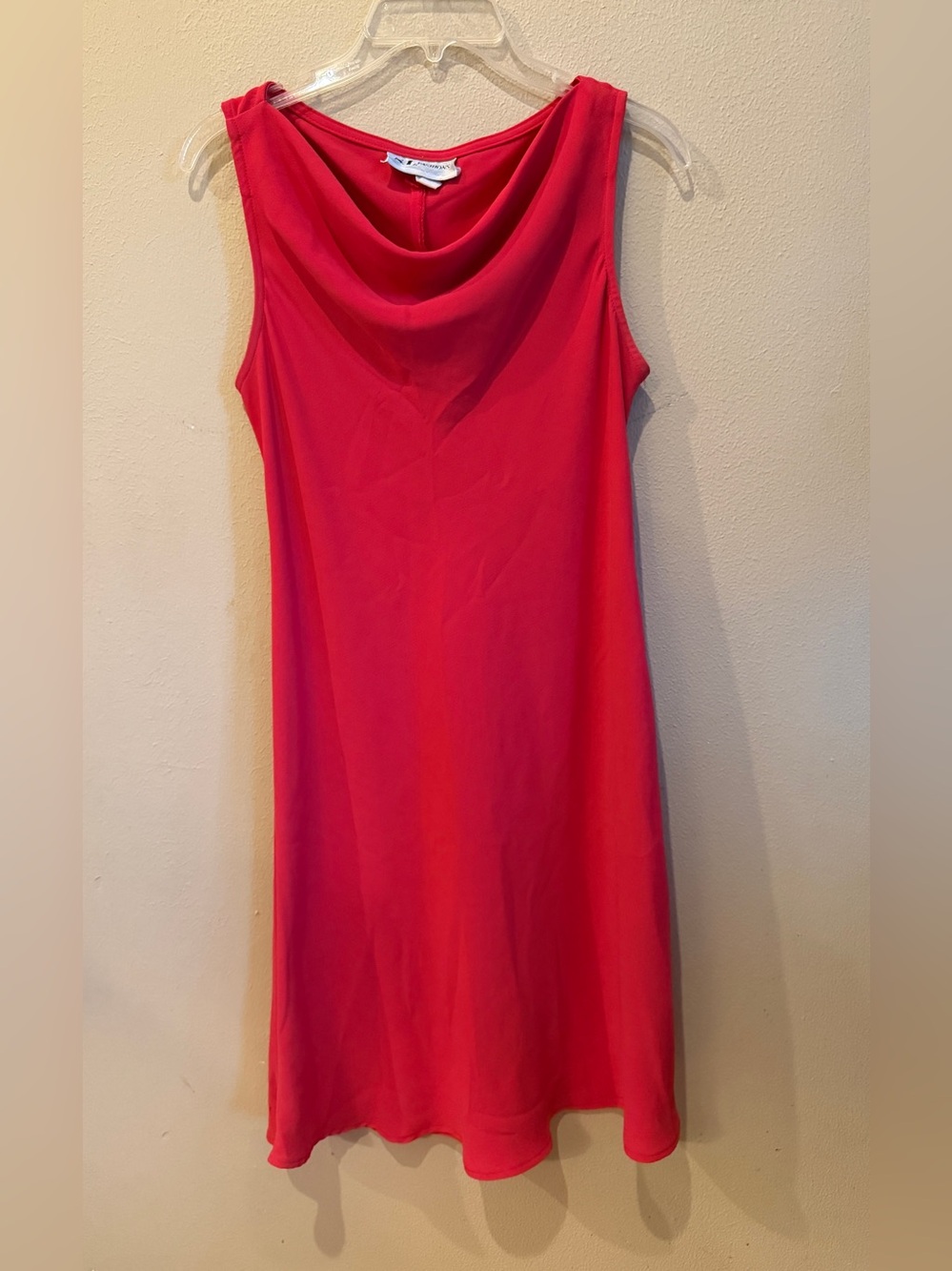 S.F. Fashions Coral Red Cowl Neck Sleeveless A-Line Dress Size 12